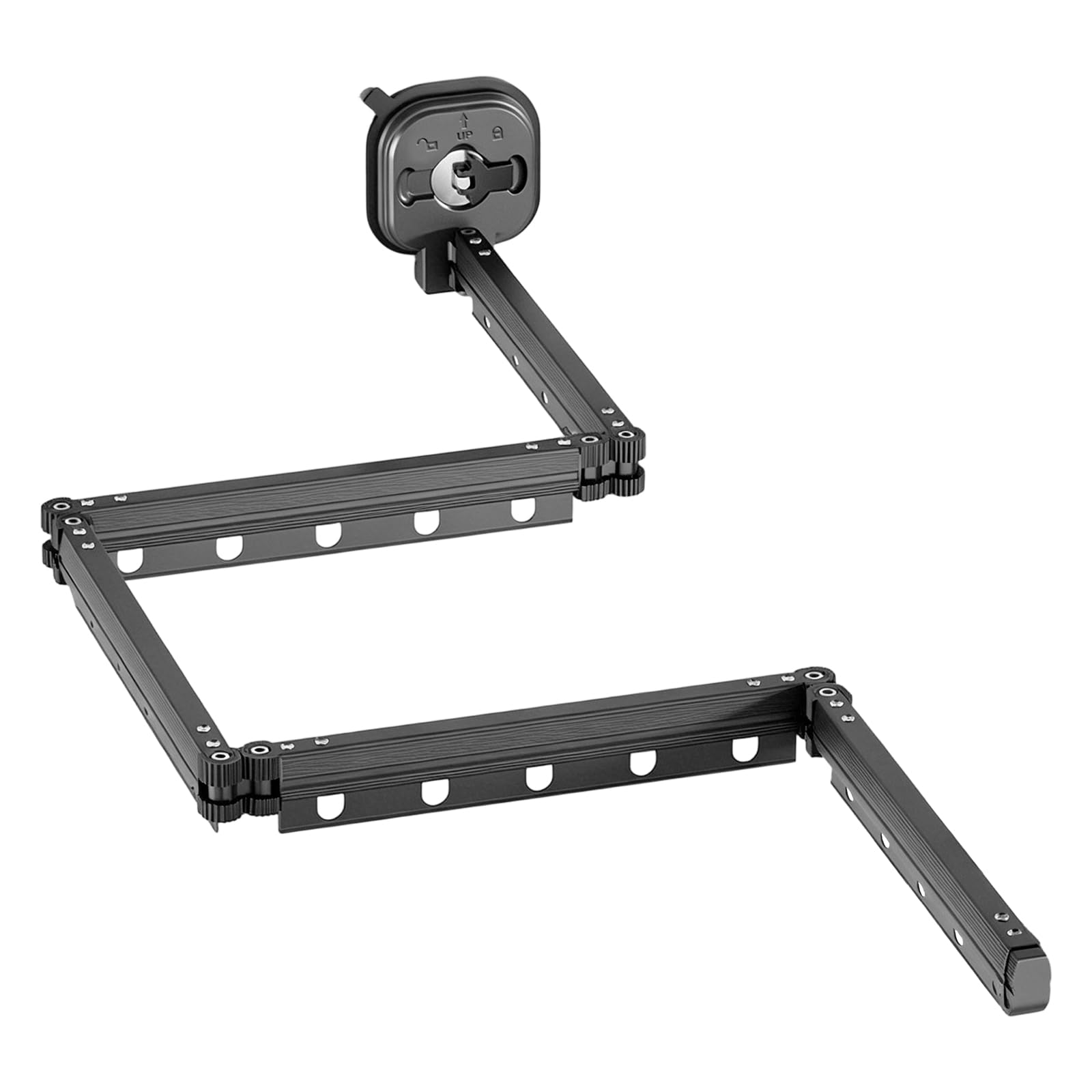 5-Fach faltbarer Wandwäschetrockner(5*34 cm) Wäscheständer Ausziehbar Kleiderstange mit 25 Standard-Hänge Löchern Halten und Vakuum-Saugnapf Handtuchhalter aus Aluminium Legierung für Balkon