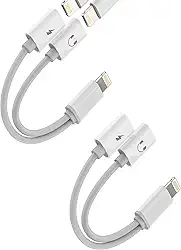 Adaptador Lightning para iPhone (pacote com 2) fones de ouvido, carregador, dongle, áudio, microfone, fones de ouvido, acessórios para Apple 14 13 12 Pro Max para iPad, cabo auxiliar, fones de ouvido