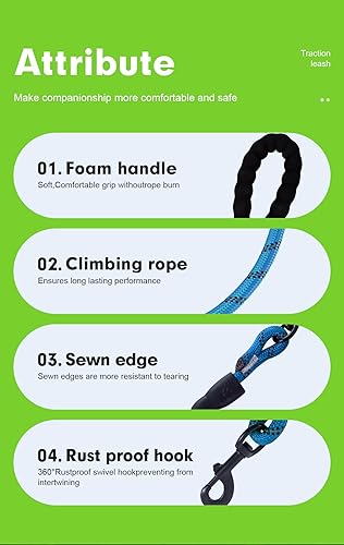 Miniatura 3 de GLORYPET Correa de perro resistente de 5 pies6 pies con mango acolchado suave e hilo de nailon altamente reflectante adecuada para perros pequeños,