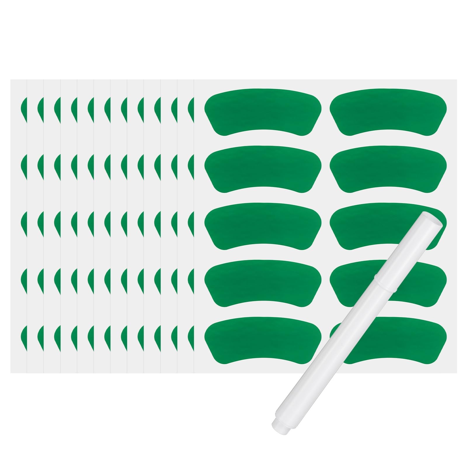 YELARXI 60 Pairs Sports Eye Stickers, Breathable Football Face Stickers Self-Adhesive Under Eyeblack Strips with 1Pcs White Pencil for Baseball Softball Fans on Game Day(Green)