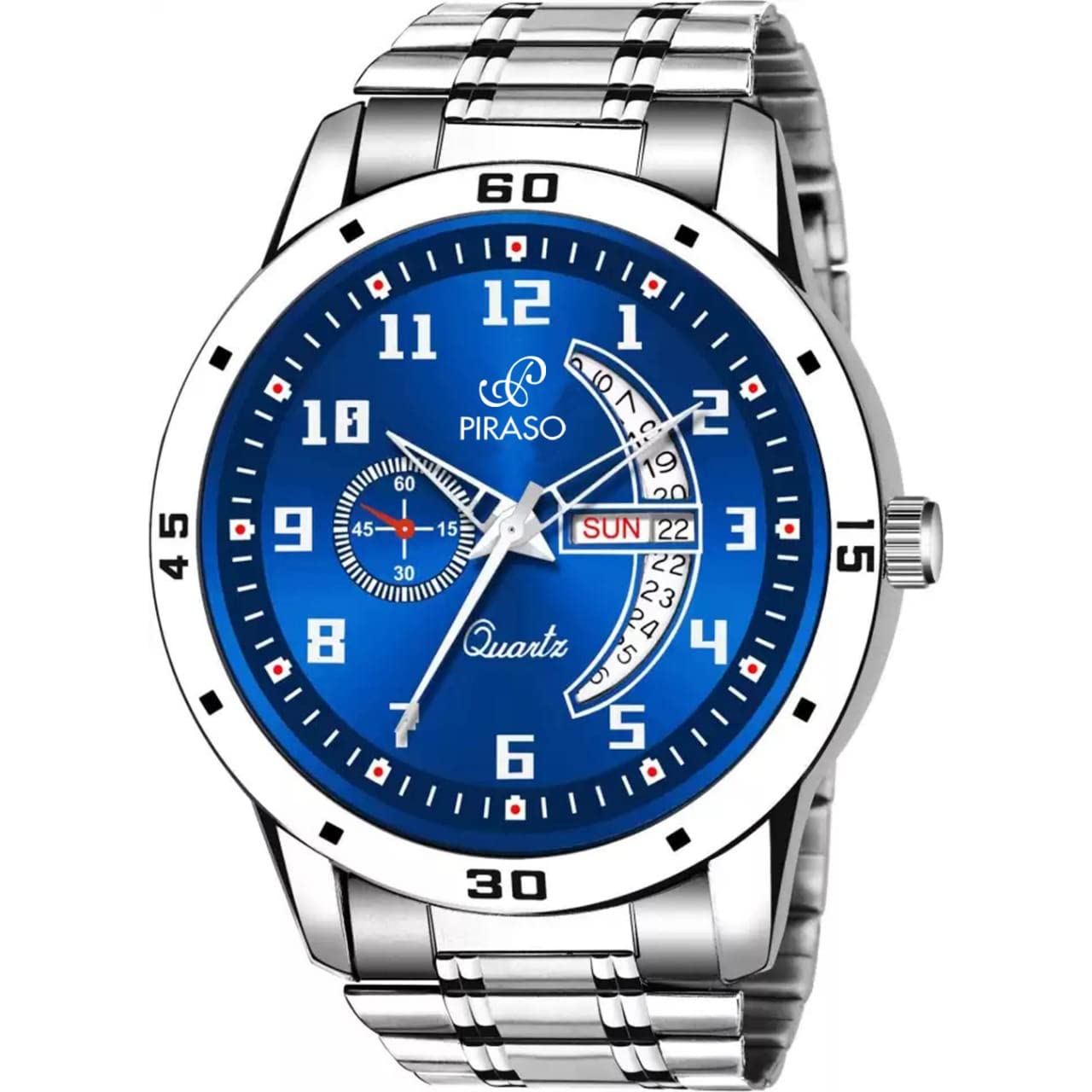 PR2727 Blue Day and Date Functioning Steel Strap New Quartz Analog Watch - for Men Analog Watch - for Men (B0B8P7NQHL) Amazon Price History, Amazon Price Tracker
