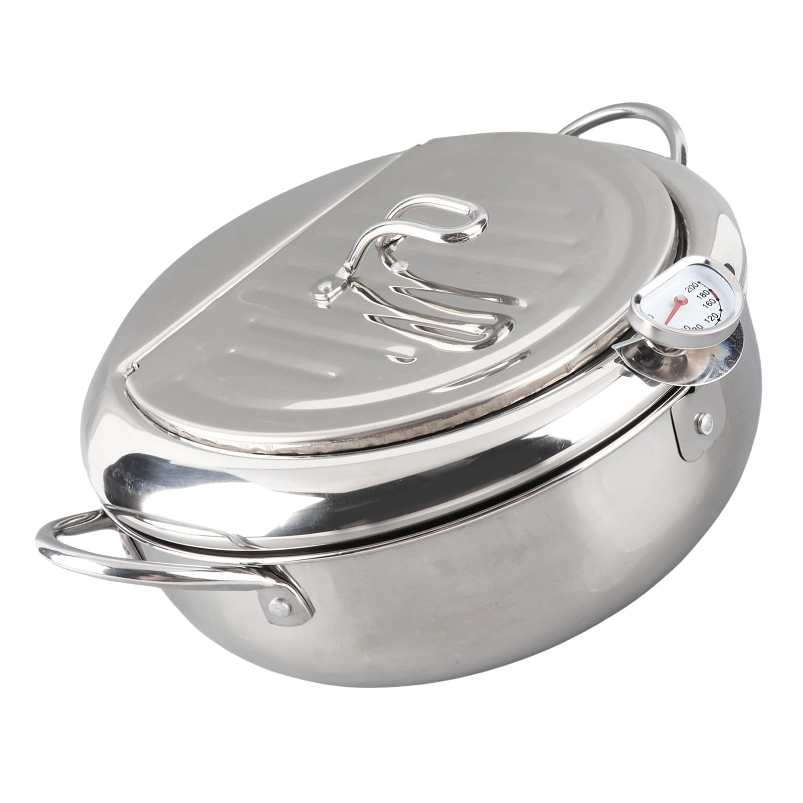 Juegos de Utensilios de Cocina de Cocina Olla de Estilo Japonés Mini Olla de Acero Inoxidable Con Termómetro Compatible con Cocina de Inducción(Large 24cm)