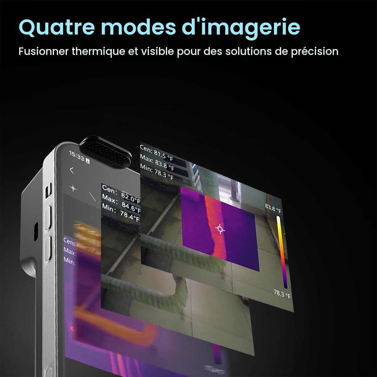 MILESEEY TP2 PLUS Caméra thermique pour Smartphones, caméra d'imagerie thermique 256x192 IR pour iOS et Android, gamme de température -4°F~1022°F, sensibilité thermique 40mk Imageur Thermique