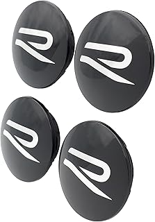 Volkswagen 000071213F Dynamic Hub Caps (Pack of 4) Black Gloss with R Logo for Original VW Alloy Wheels with Standard Wheel Hub Cap 5G0601171 or 5H0601171