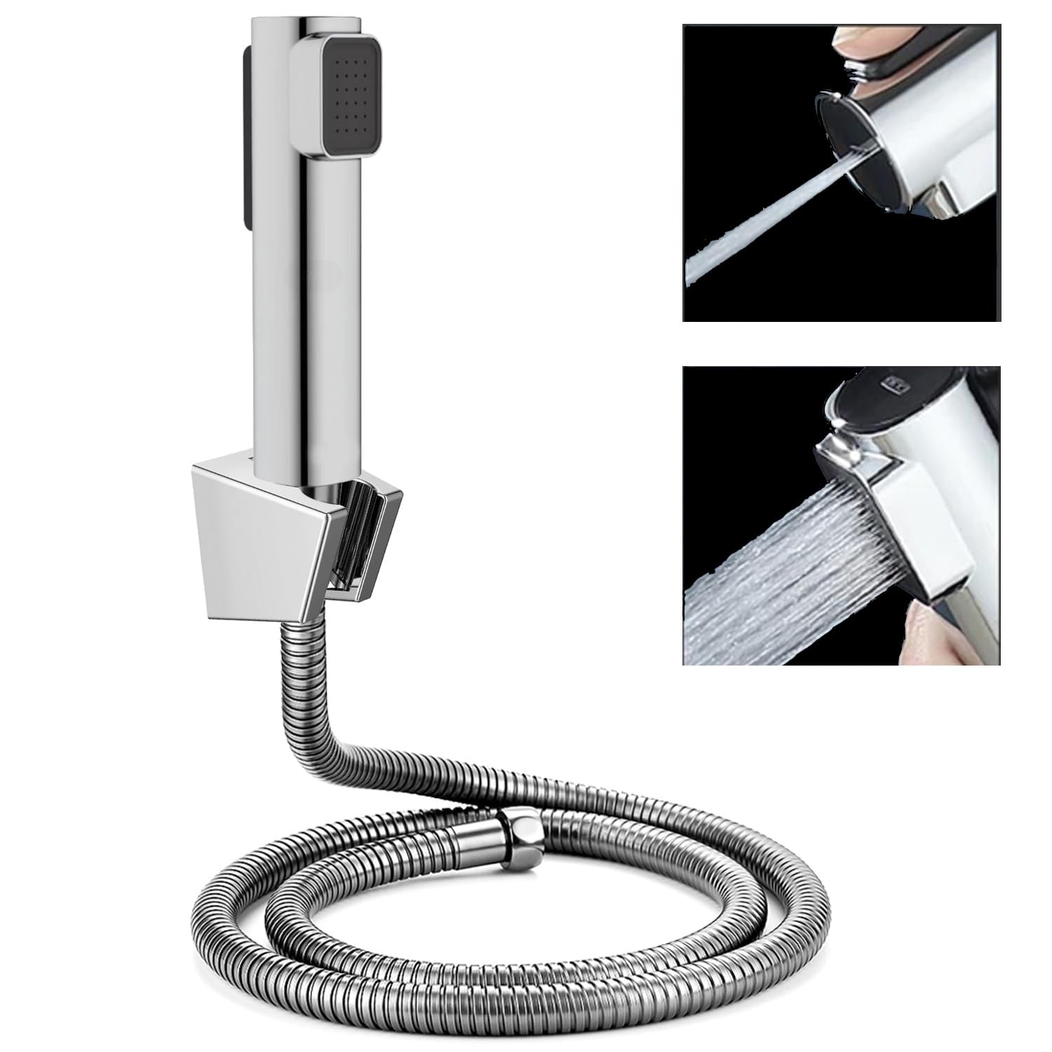 Dual Flow Jet Spray with 1 Meter Flexible Hose Pipe and Wall Hook, Silver (Health Faucet) (Complete Set) (B0D2XXHMTY) Amazon Price History, Amazon Price Tracker