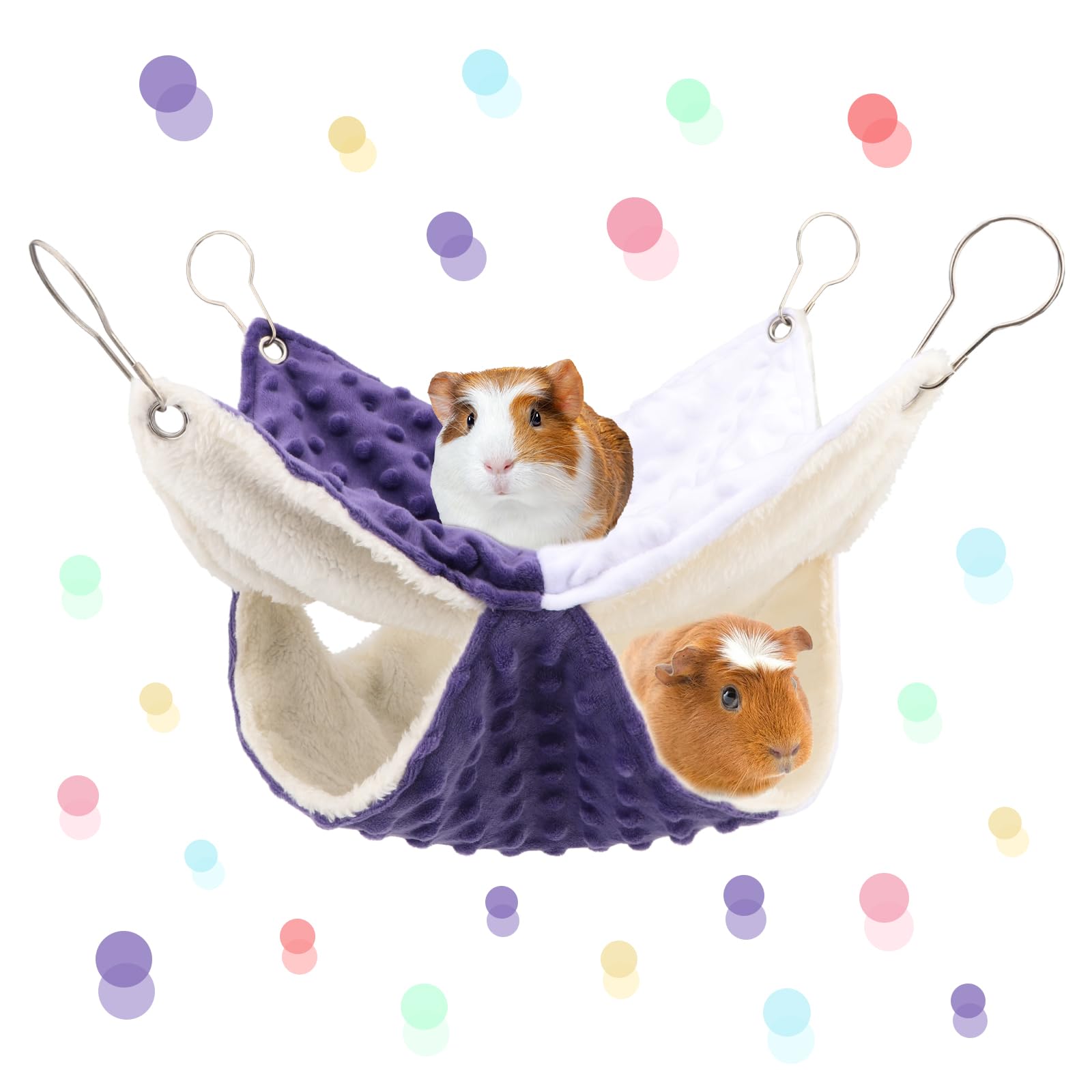 Guinea Pig Hammock Rat Hanging Bunk Bed for Small Pets, M | Soft arctic fleece, sleep/hide/play, machine washable, hooks easy hang, 11.8"x11.8", fits guinea pigs/rats/mice/squirrels Medium