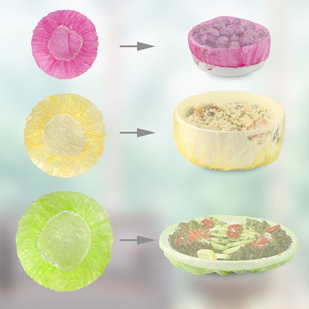 HANSGO 120PCS Elastic Food Storage Covers, Reusable Stretch Plastic Covers Wrap Colorful Bowl Covers Dish Plate Plastic Covers Elastic Alternative to Foil for Family Outdoor Picnic (3 Size)