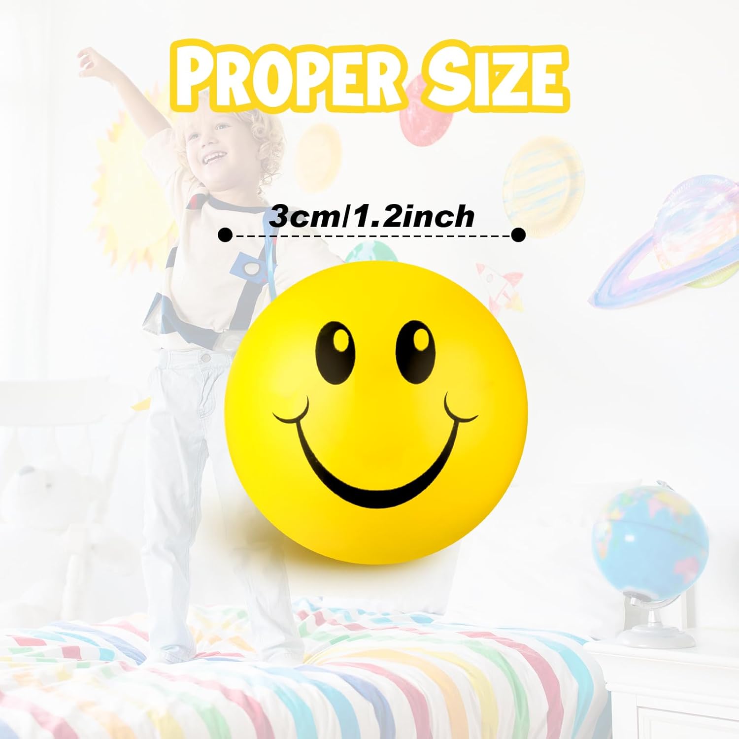 Skylety 100 Pieces Mini Smile Face Stress Balls Funny Stresbe Happy Foam Soft Colored Smile Toys for Adults 1.2 Inch Relief Balls for Anxiety(Yellow)