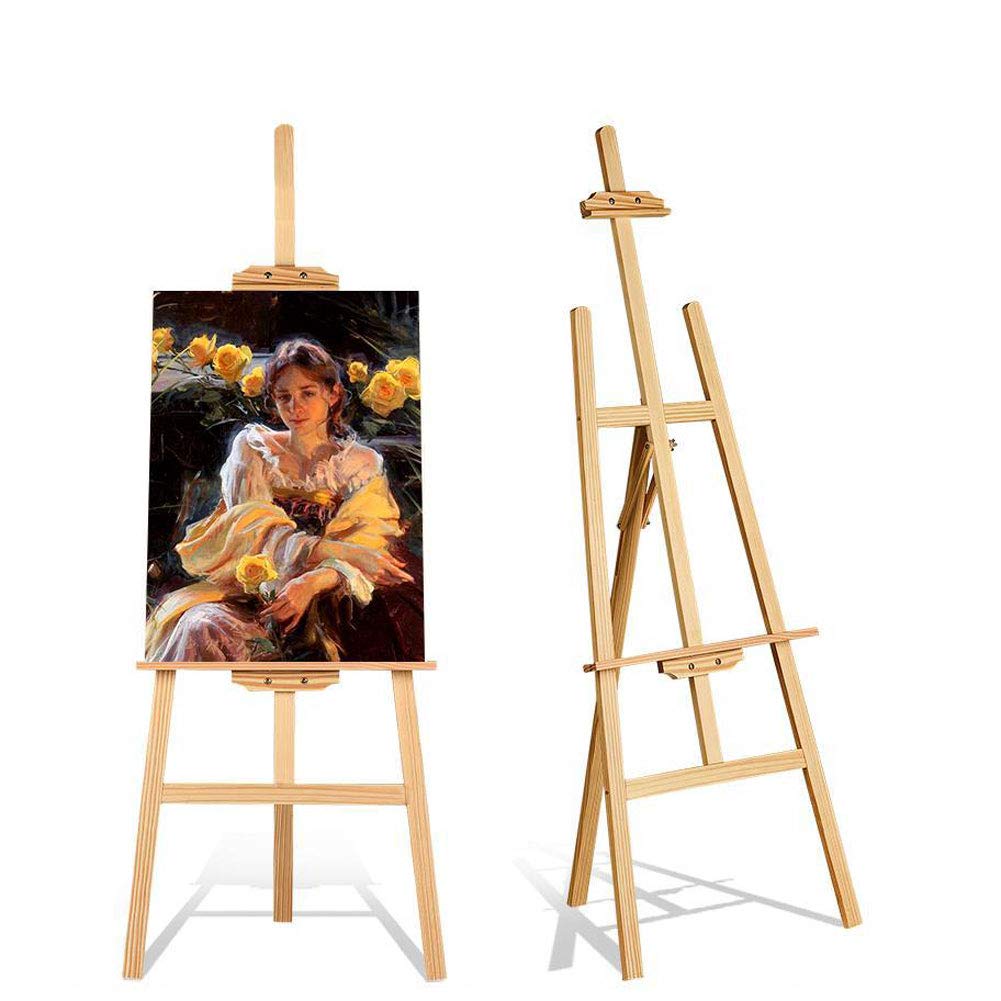 Regulowana drewniana sztaluga do ekspozycji sztuki, solidna rama z drewna sosnowego do malowania, szkicowania i projektów rysunkowych dla dzieci, wszechstronna sztaluga artystyczna do użytku domowego