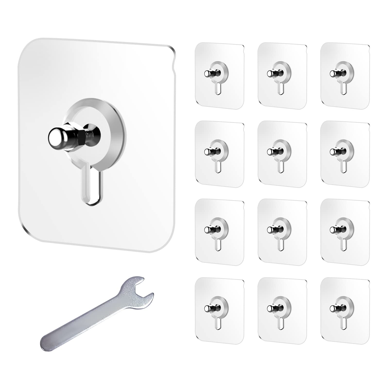 DAYONG 12 Pack Screw Wall Hangers，Wall Hook Screw Adhesive Non-Trace No Drilling，Wall Mount Screw Hooks for Home Bathroom Kitchen