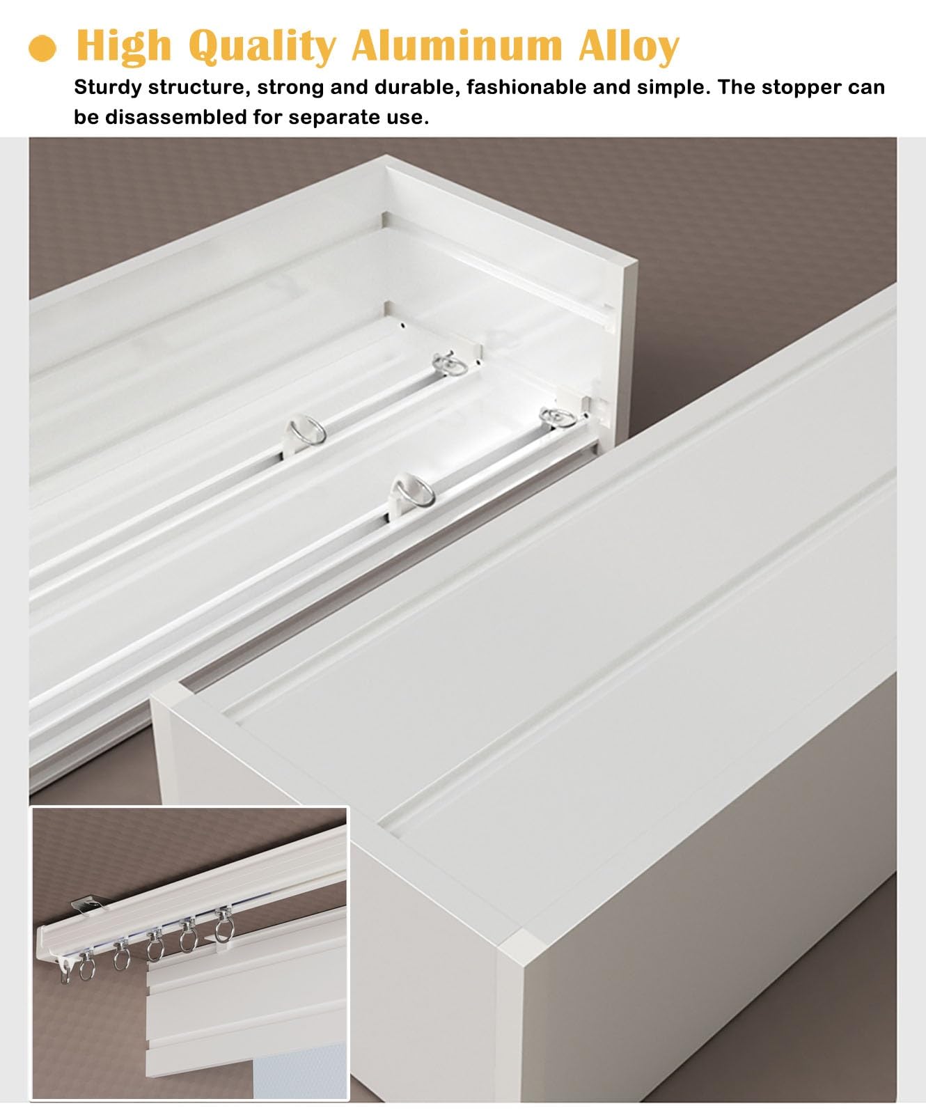 Rail à Rideaux Double pour Salon et Chambre, Rail et Support réglables pour Baie vitrée, Fixation au Plafond de 1,5 à 2,4 m, qualité supérieure pour Une Installation Facile.