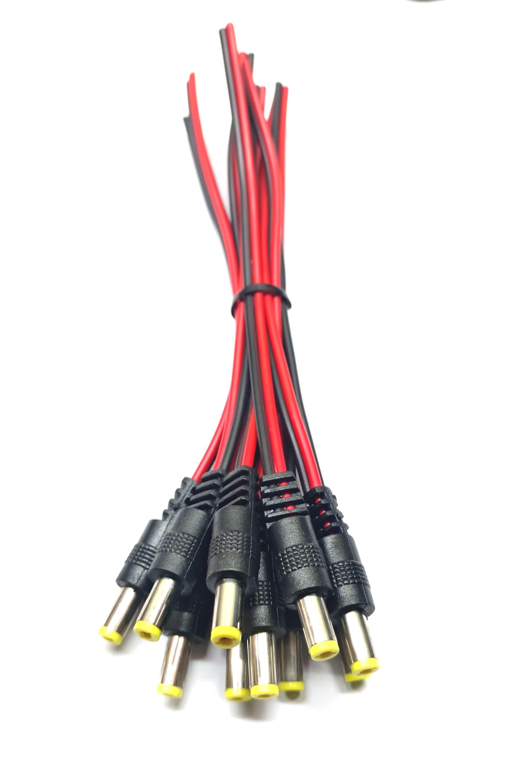 TAAPSEE DC Power Male Cable Wire Connector for CCTV Security Camera and Lighting Power Adapter(2.1mm x 5.5mm) (REDBLACK, 10)-image-2
