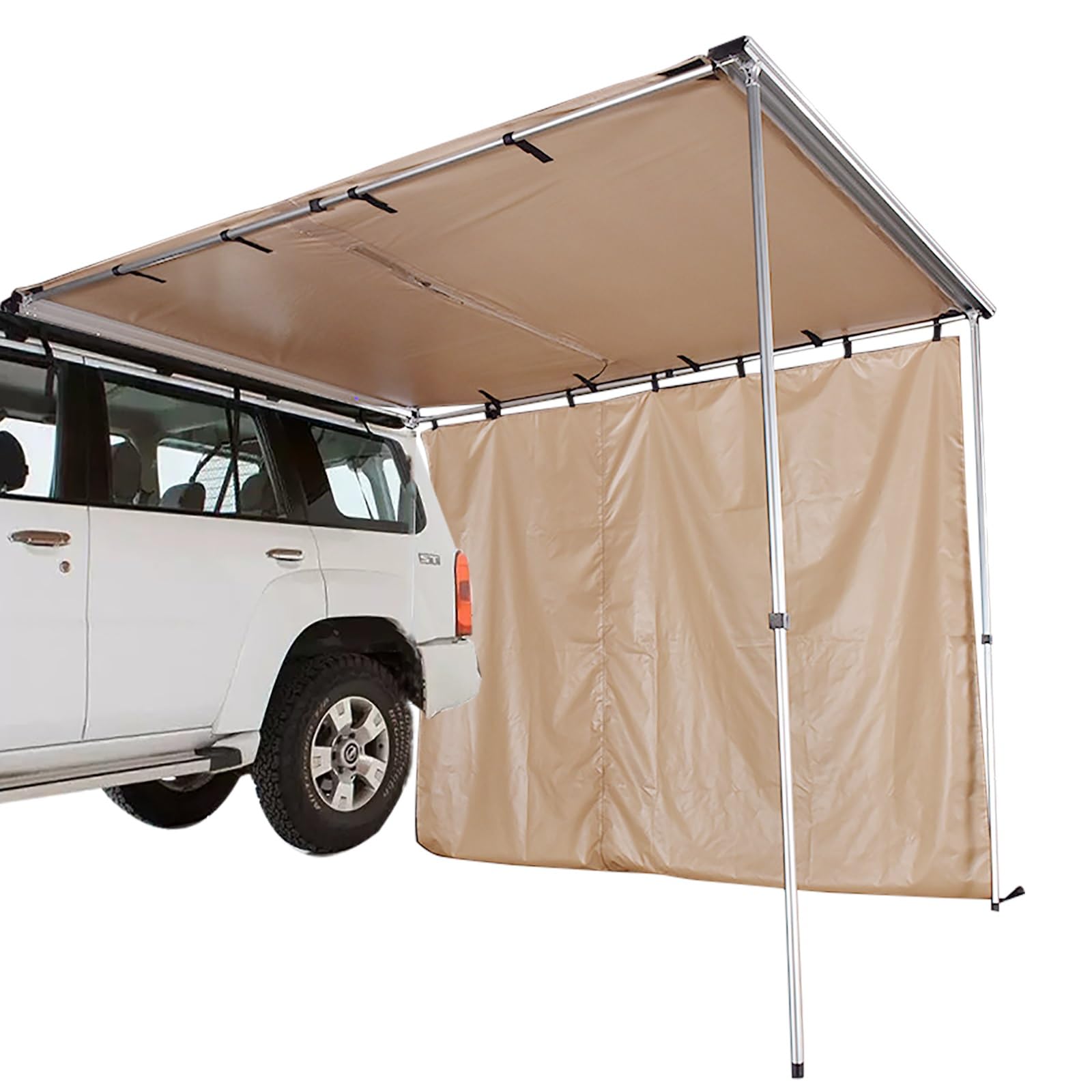 FHRKA Retractable Car Side Awning, Pull Out Tent Shelter Shade W/Side Extension, PU3000mm Retractable Vehicle Awning (200x200cm/6.6x6.6ft)