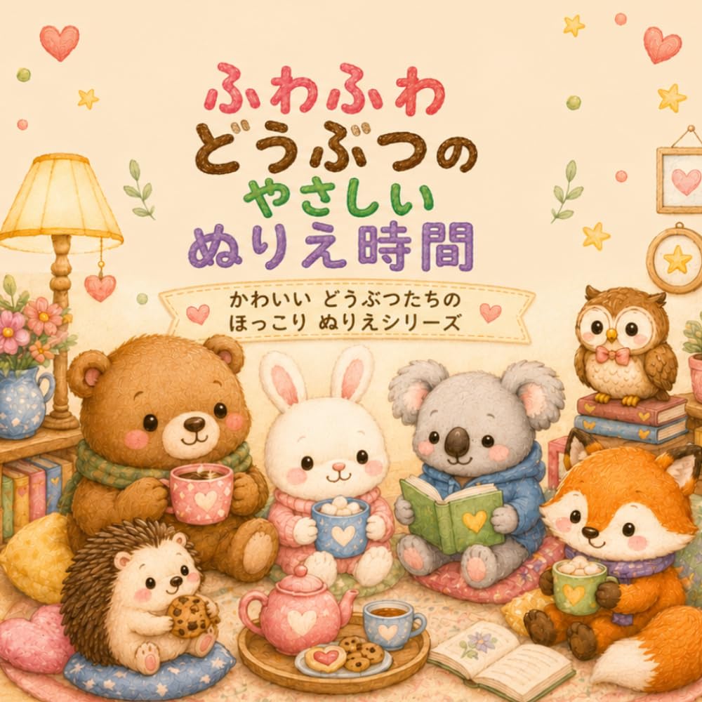 ふわふわどうぶつの やさしいぬりえ時間: かわいいどうぶつたちの ほっこりぬりえシリーズ