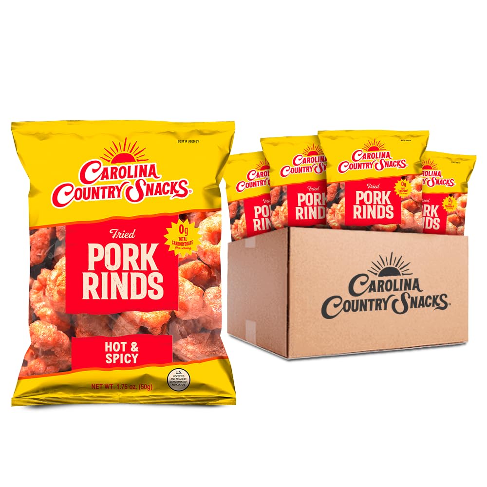 Fried Pork Rinds Hot and Spicy 24 bags (1.75oz each)