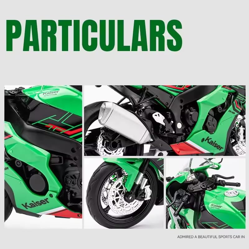 Image of 1:12 Scale Ninja ZX-10R Style Diecast Motorcycle Model Realistic Toy Bike with Movable Parts & Kickstand - Collectible Gift for Bike Enthusiasts & Kids
