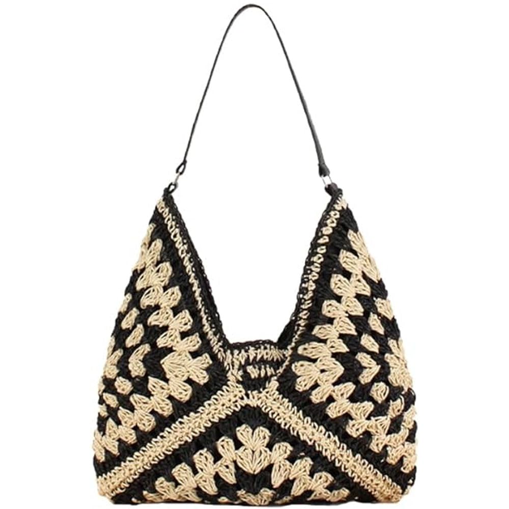 YingStar Bolso Bandolera Mujer Grande Bolso Rafia Verano Bolso Paja Mujer Bolsa Playa Verano Bolso Tote Bag Bolsos Tejidos Crochet Bolso de Mano Bohemio Bolso Hombro Para Viaje Fiesta Vacaciones