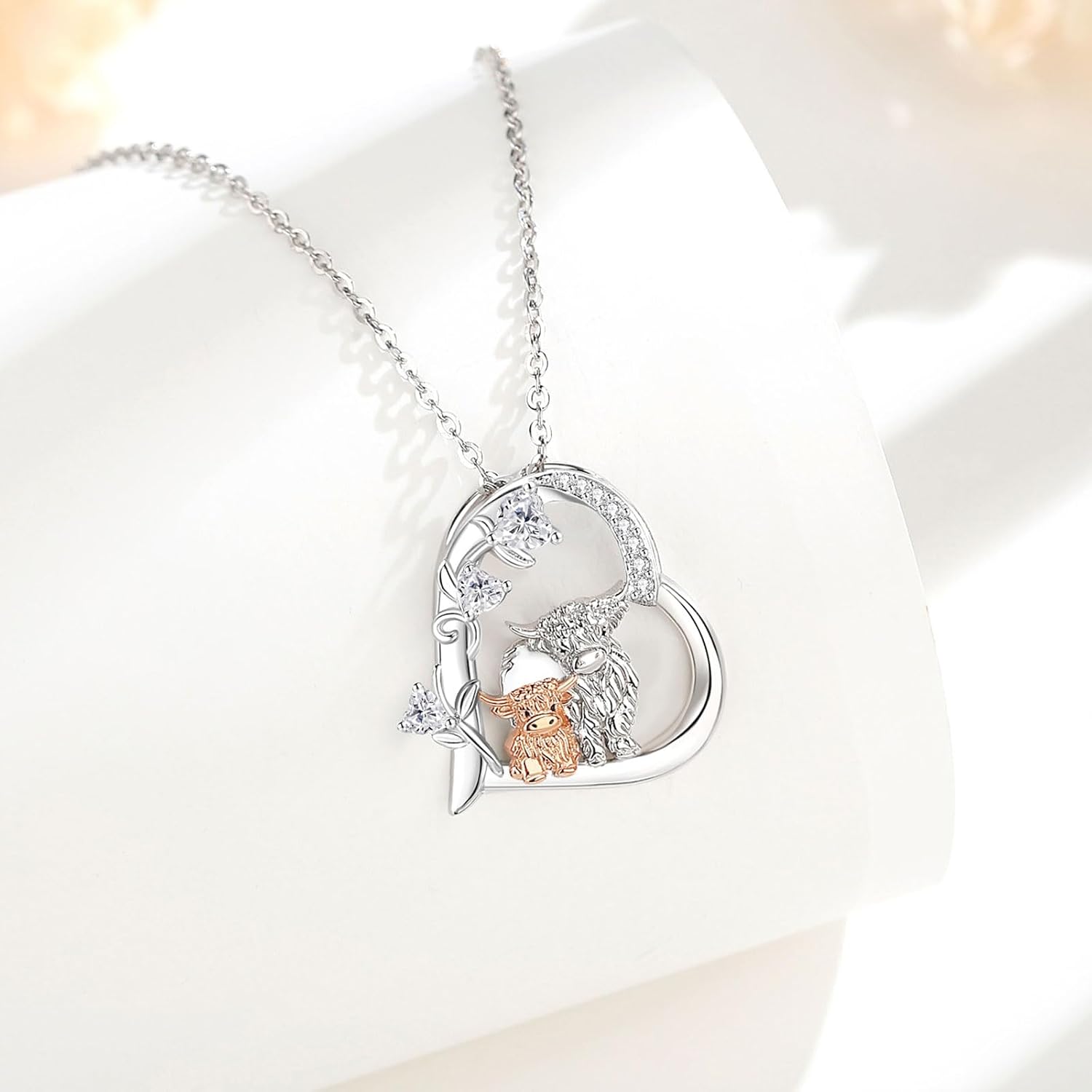 CELESTIA Sterling Silver Mom and Baby Elephant Necklaces for Women - 18 Inch Chain