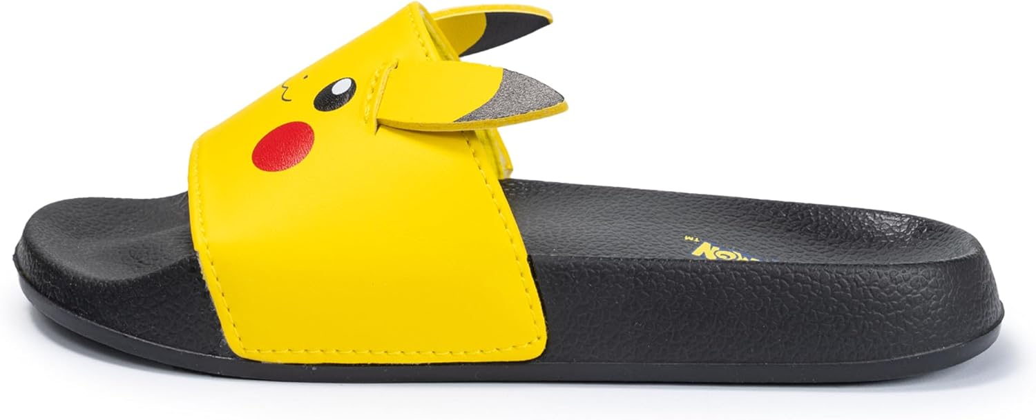 Ground Up Pokémon Pikachu Youth Slides – Officially Licensed Kids Sandals for Boys, Lightweight and Water Resistant Slip-On Water Shoes