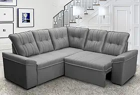 Sofá Canto London Cinza Suede Velut - King House