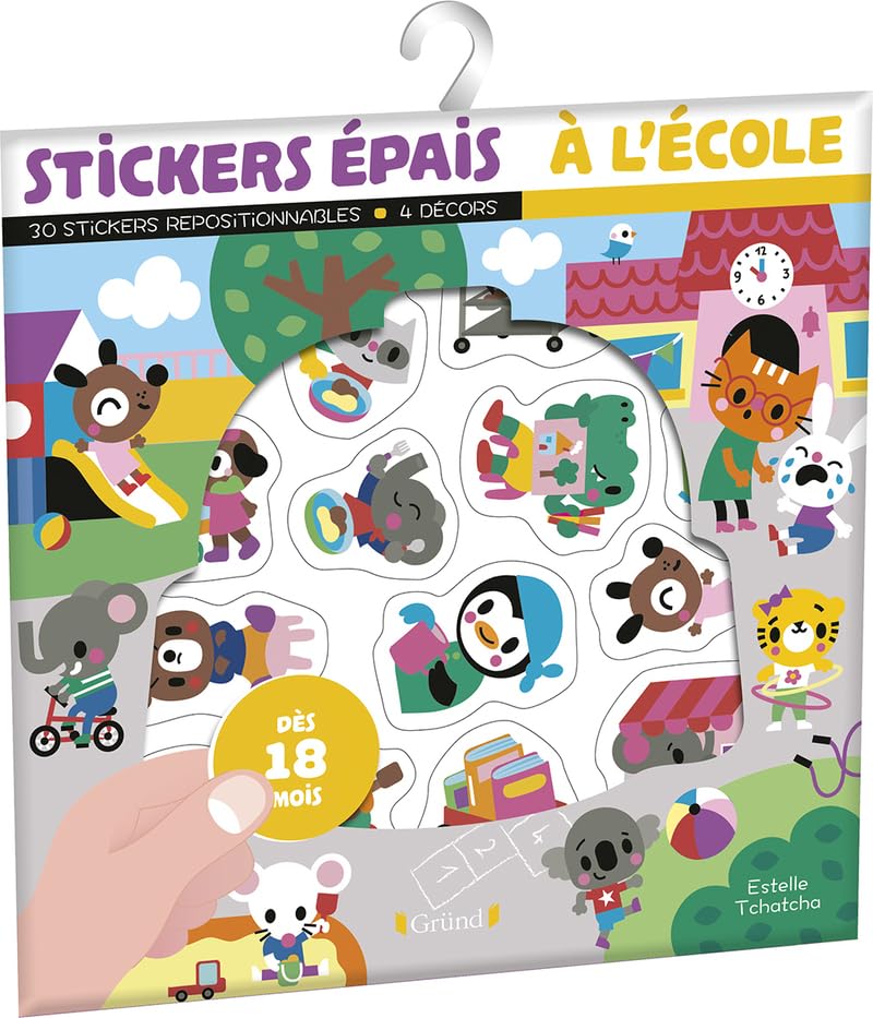 Stickers épais : L'école Pochette de 30 autocollants épais et repositionnables avec 4 décors À partir de 18 mois