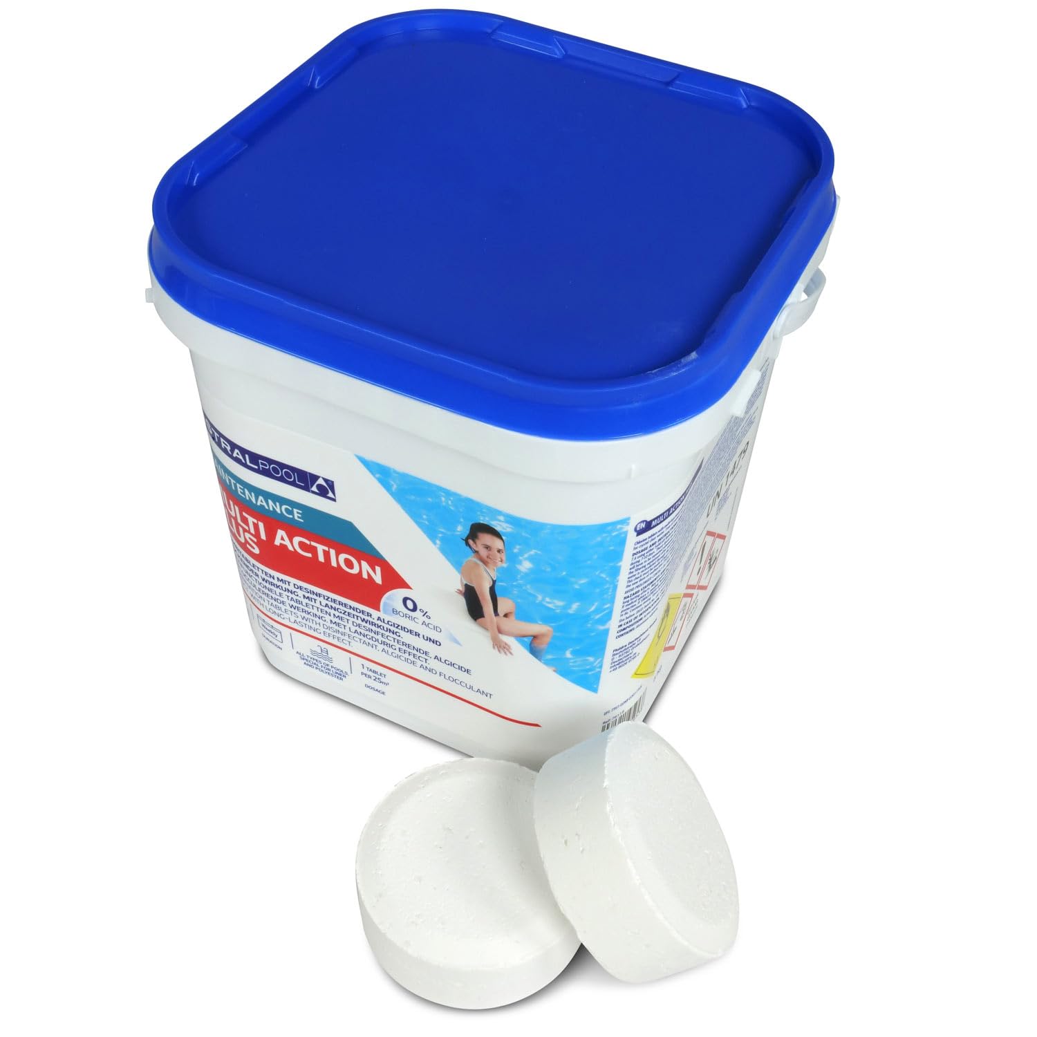 Astral Pool Multi Action Plus 5 kg - Langsam lösliche 250g Chlortabletten für Langzeitdesinfektion & Algenverhütung