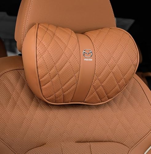 【新型設計でもっ】ナッパ素材車ヘッドレスト 車 ネックピロー ネックパッド 車 首 クッション 車用 ヘッドレスト 首枕 頚椎サポート車用 ネックパッド(に適うマツダ CX-3/CX-4//CX-5/CX-8/アテンザ/アクセラ/デミオ 全シリーズ対応互換
