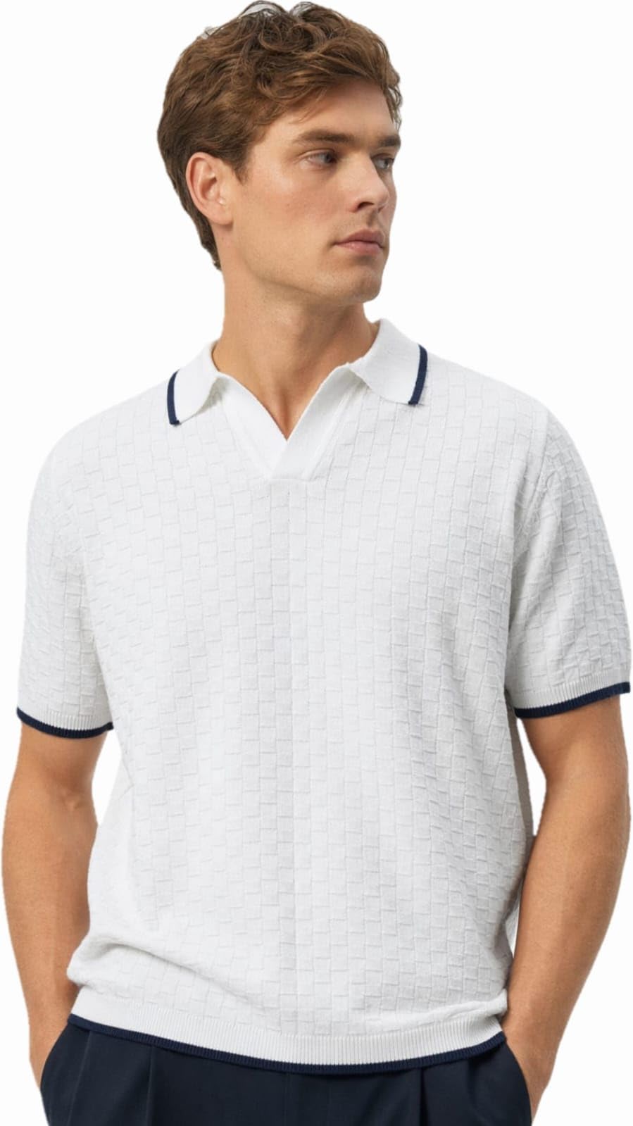 eonix Mens Casual Polo Tshirt Check Pattern Color Tipping Breathable Lightweight Comfort-picture-10