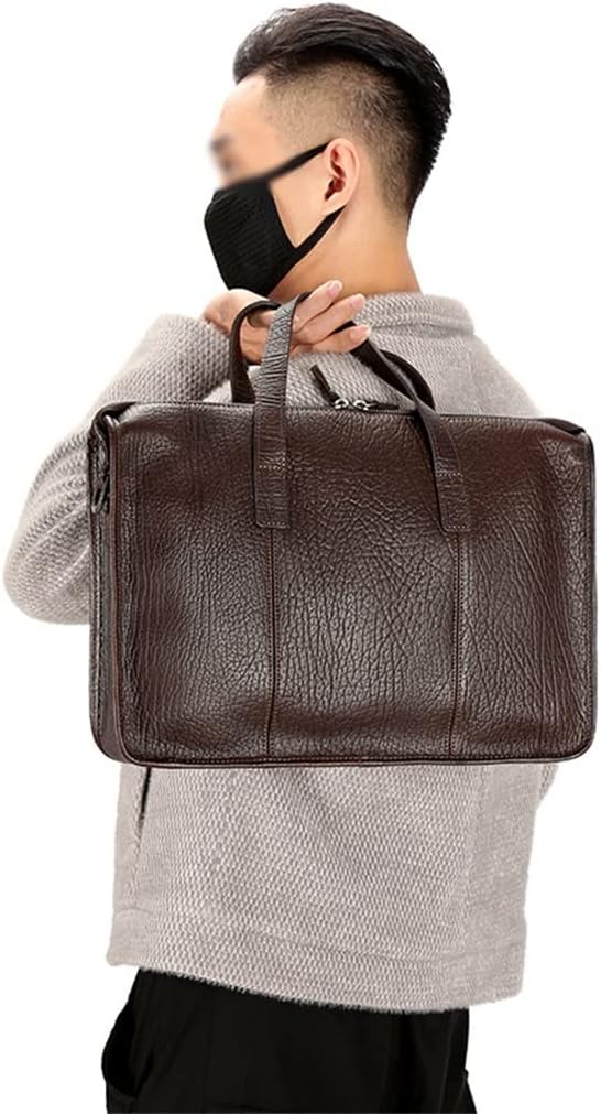 Men's Bag Leather Men's Handbag Layer Cowhide Computer Business Briefcase Single Shoulder Crossbody