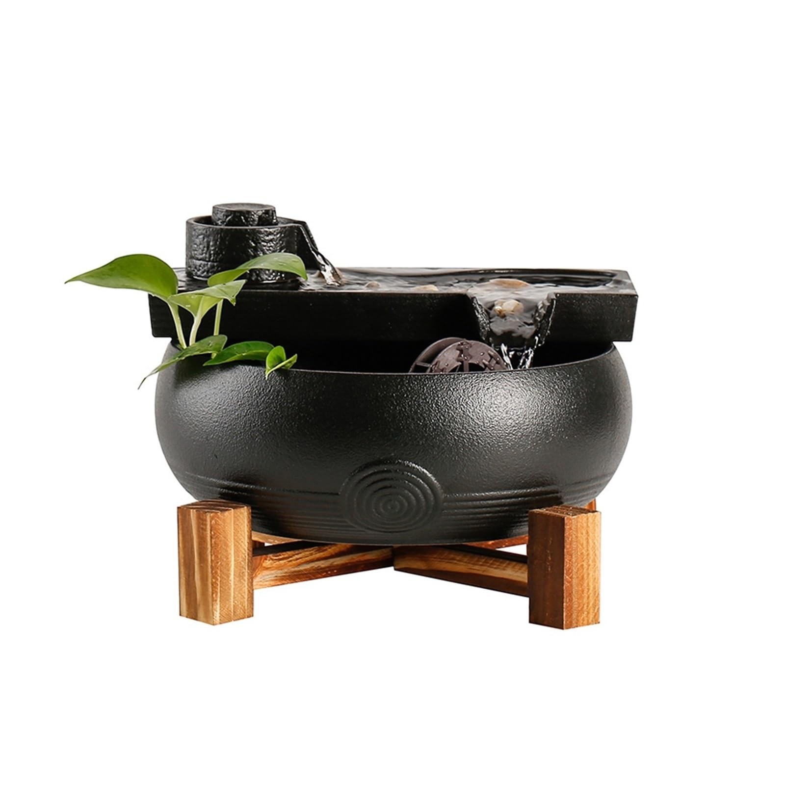 ZTHYSHOZ Tabletop Fountain Waterfall Circulating Water Ornaments, Indoor Fountain with Feng Shui Wheel for Home Office Decor