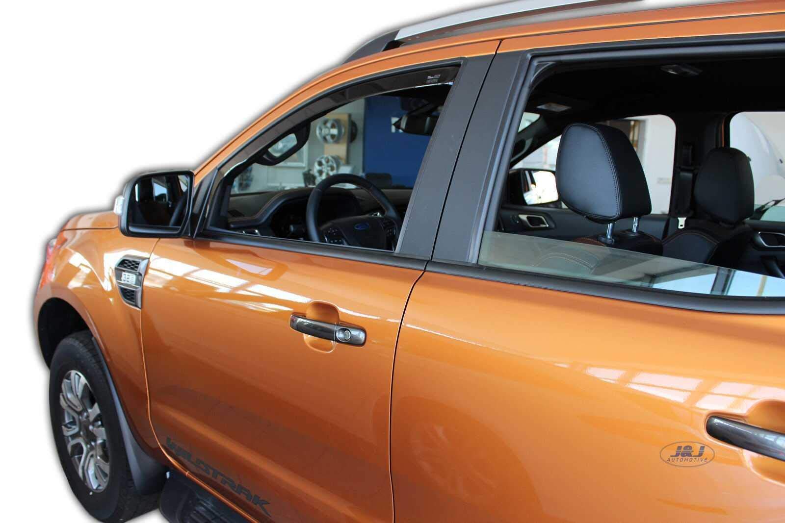 Heko Deflecteurs D'air Déflecteurs De Vent Compatible Avec Ford Ranger T6 Porte Depuis 2012 Ensemble 2 Pieces Noir Fume Aerodynamique Montage Facile