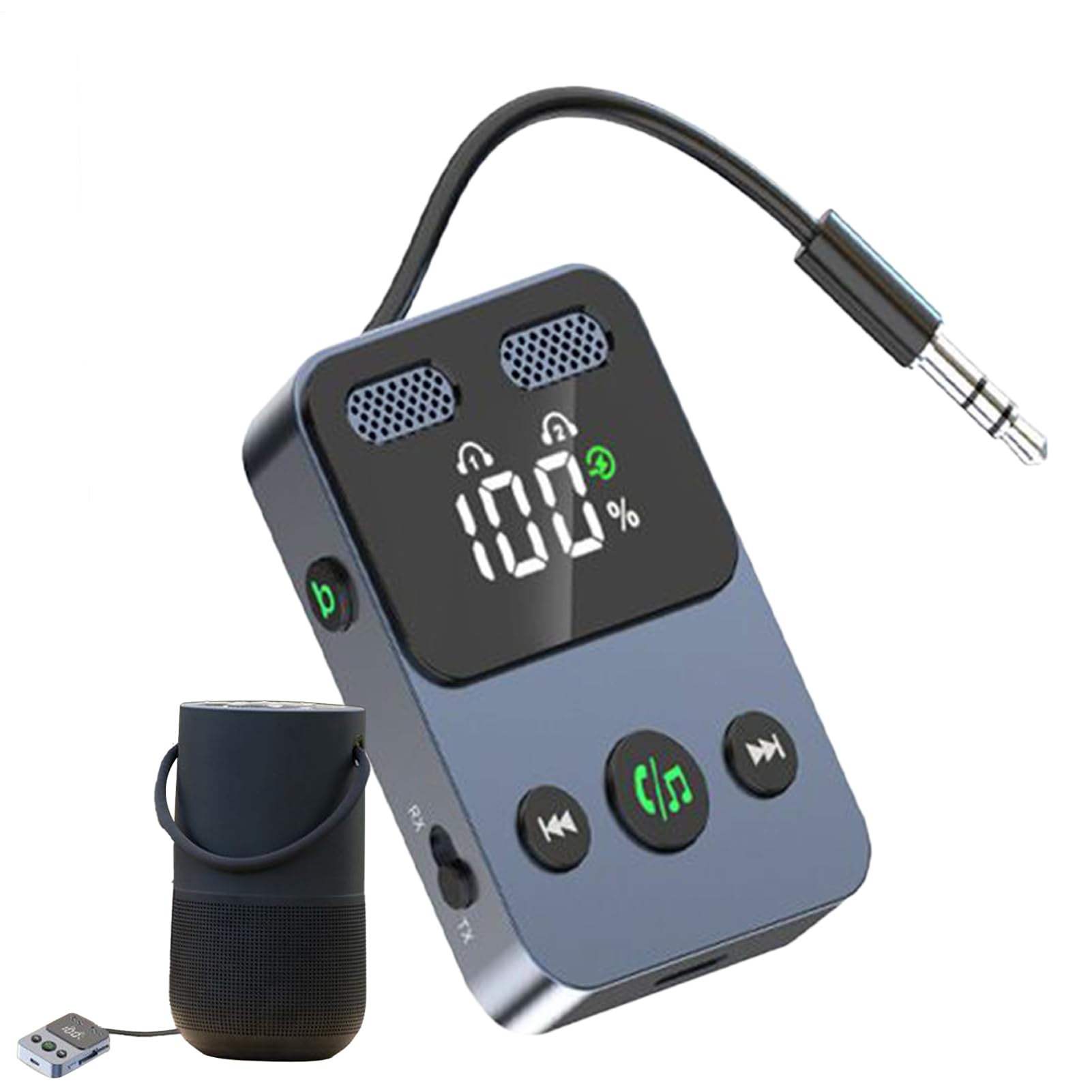 Trasmettitore ricevitore audio senza fili – Adattatore jack aux 3,5 mm Portata estesa, trasmettitore wireless 2 in 1 per proiettore, per aereo da viaggio, televisione, radio, palestra, caschi e radio