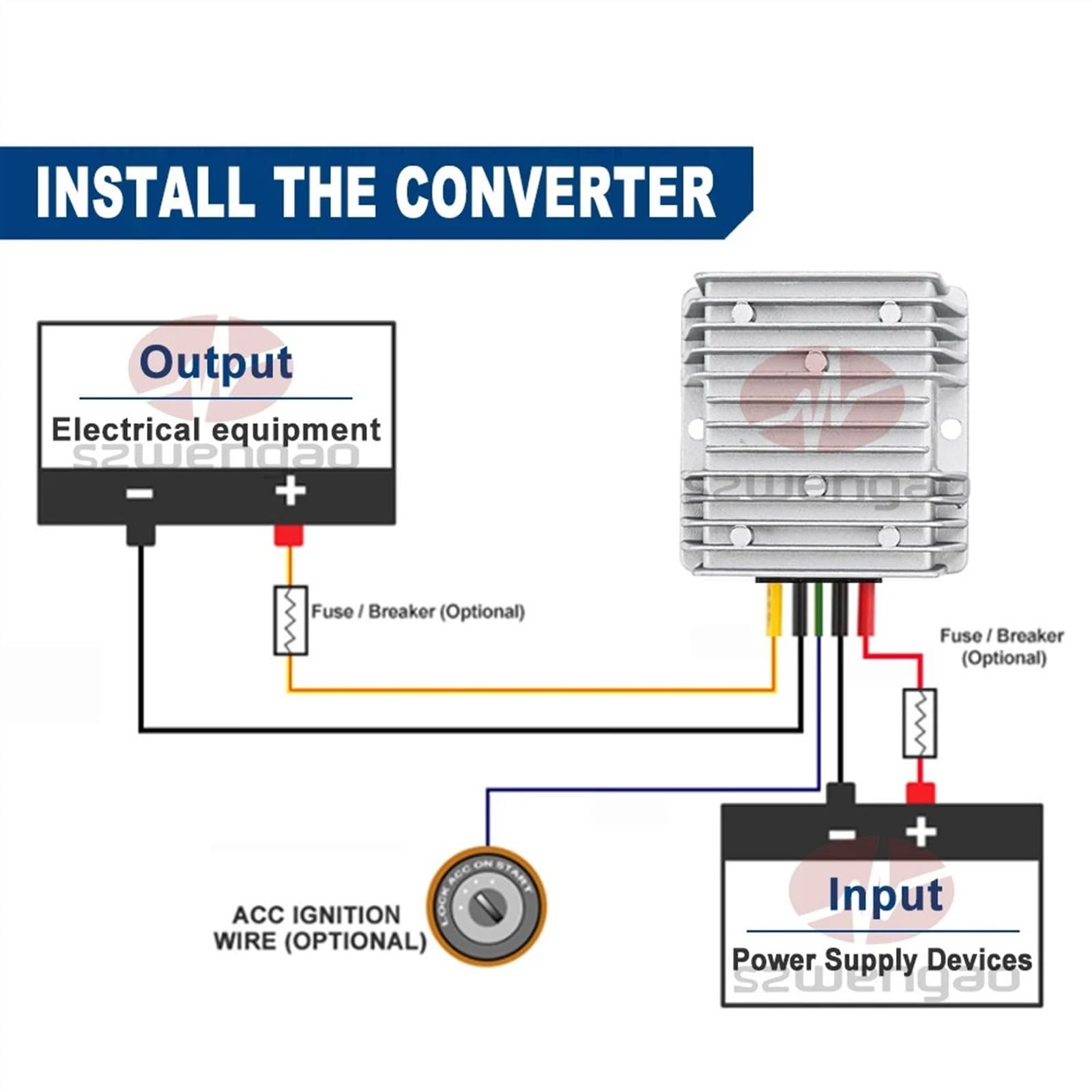 Konwerter napięcia obniżający napięcie 60V-12V 5A 10 A 20 A 24 V 36 V 48 V 60 V 72V do 12 V, regulator napięcia do wózka golfowego, ciężarówki, zasilania samochodu (24 V (18-36 V), 12 V 10 A)
