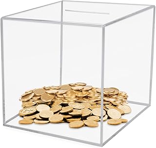 Spardose Nicht zum öffnen, Acryl Sparschwein Durchsichtig für Erwachsene und Kinder, 15× 15× 15cm