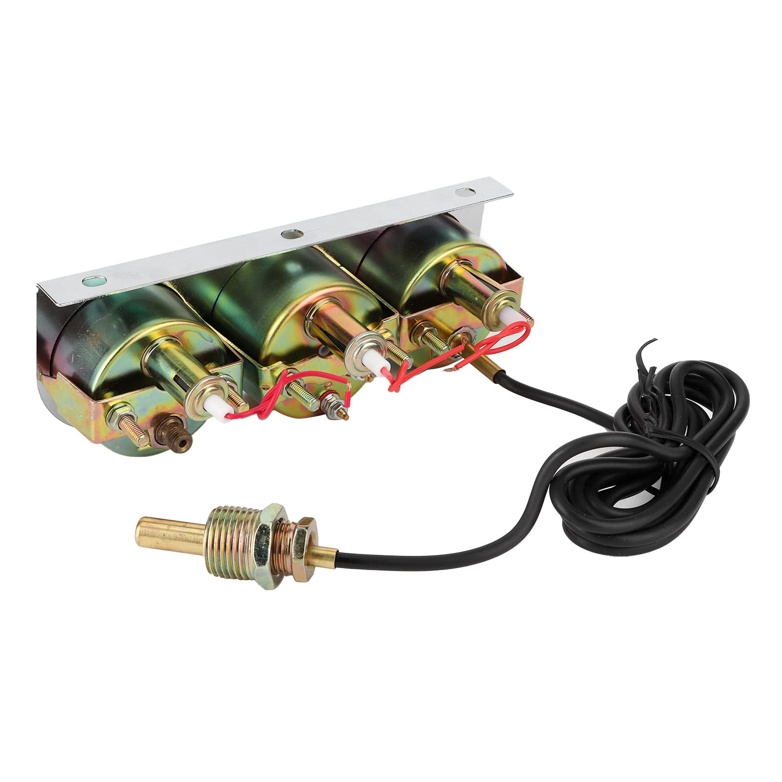 Tnfeeon Dreifach-Messgerätesatz, Mechanischer Wassertemperatur-Volt-Öldruckmesser, Kunststoff-Metall-Chrom-Gehäuse, Weißes Zifferblatt, Rote Nadeln, 100 Bis 280 F, 8 Bis 16 V, 0 100 PSI Für Hot Rods