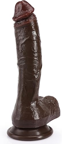 Consolador realista para principiantes, consoladores negros de silicona suave de 8.4 pulgadas con fuerte ventosa para jugar con manos libres, pene