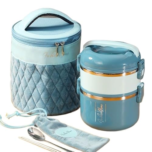 Verano-JP 304ステンレス多層密封保温弁当箱 700ml/1100ml 翡翠ブルー 抹茶グリーン 輝きピンク スカイブルー 互いに味が混ざらない 中空断熱設計