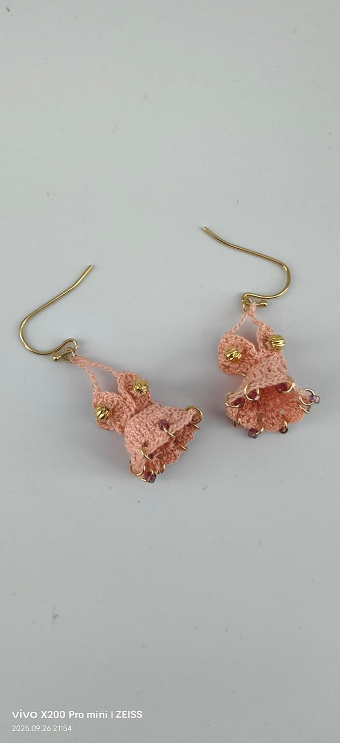 Handmade Crochet Mini Swimsuit Dangle Earrings, Gold-Plated Hooks, Japanese Beads, Multiple Colors Available - Image 6