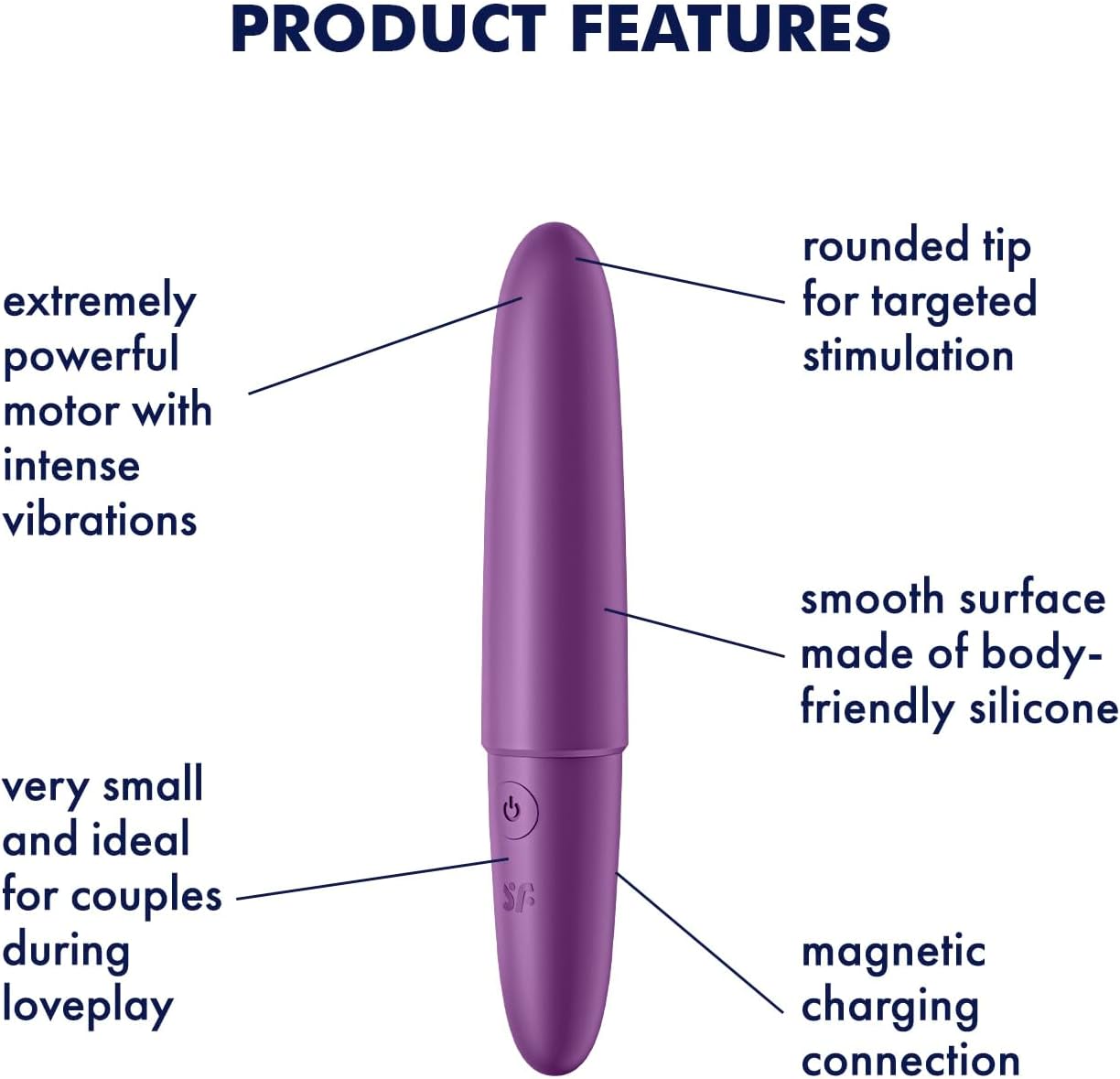 Diagram showing features of Satisfyer Ultra Power Bullet 6