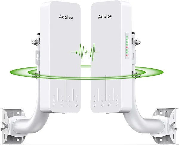 Adalov Wireless Bridge, 3KM 5.8G Point to Point Outdoor CPE, Long Range WiFi Bridges for PtP/PtMP with 14DBi High Gain Antenna for Network Sharing,Network Extend,Starlink Network Extend (CPE660)
