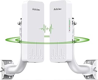 Wireless Bridge with 2 Bracket Mounts, 3KM 5.8G Point to Point Outdoor CPE, Adalov CPE660 Long Range WiFi Bridges for PtP/PtMP with 14DBi High Gain Antenna, PoE Adapter, 2 RJ45 Ethernet Port, 2 Pack