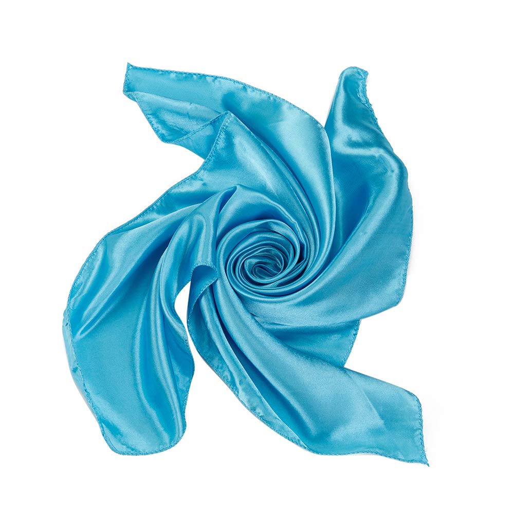 Satin Silk Large 90cm X 90cm Square Plain Nautical Head Neck Scarfs Wrap (Turquoise)