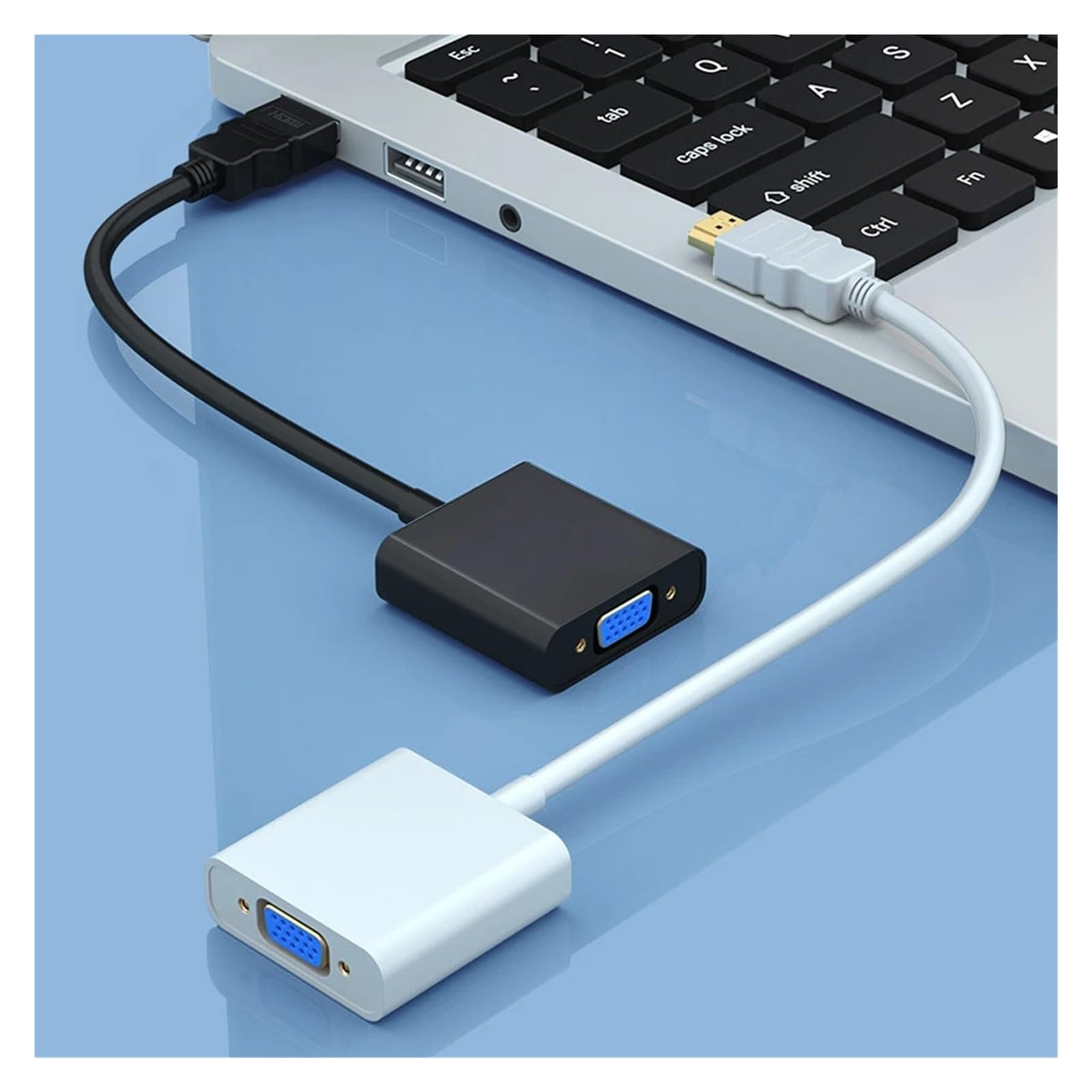 Adaptador HDMI a VGA 1080P chapado en oro para ordenador portátil PC proyector TV (WHITE)