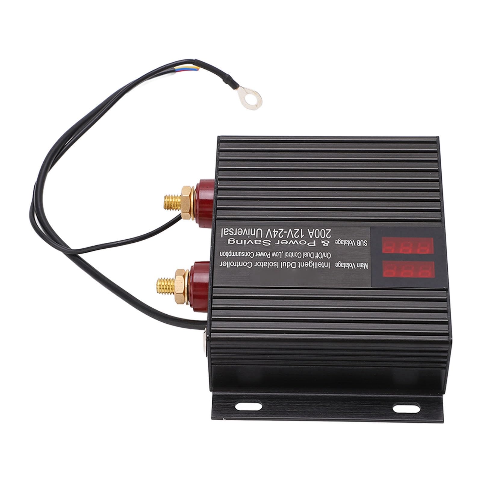 Cocoarm Izolator Podwójnej Baterii ABS Miedziany Inteligentny Izolator Baterii 200A 12V 24V z Wyświetlaczem Napięcia LED Rozruch Awaryjny Auto Przekaźnik VSR do Samochodu RV Ciężarówka Łódź ATV UTV