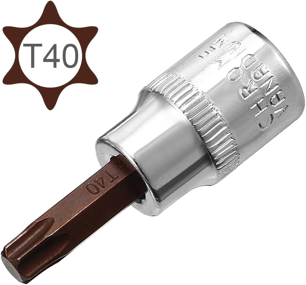 sourcing map 3/8" Drive x T40 Torx Bit Socket, S2 Steel Bits, CR-V Sockets 2" Length (for Hand Use Only) 2pcs - Image 3