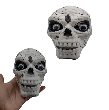 brown leaf Halloween Horror Scary Large Skulls Realistic Looking Fake Human Skeleton Head Skulls for Halloween Bar Home Table Decoration (1 Skull)