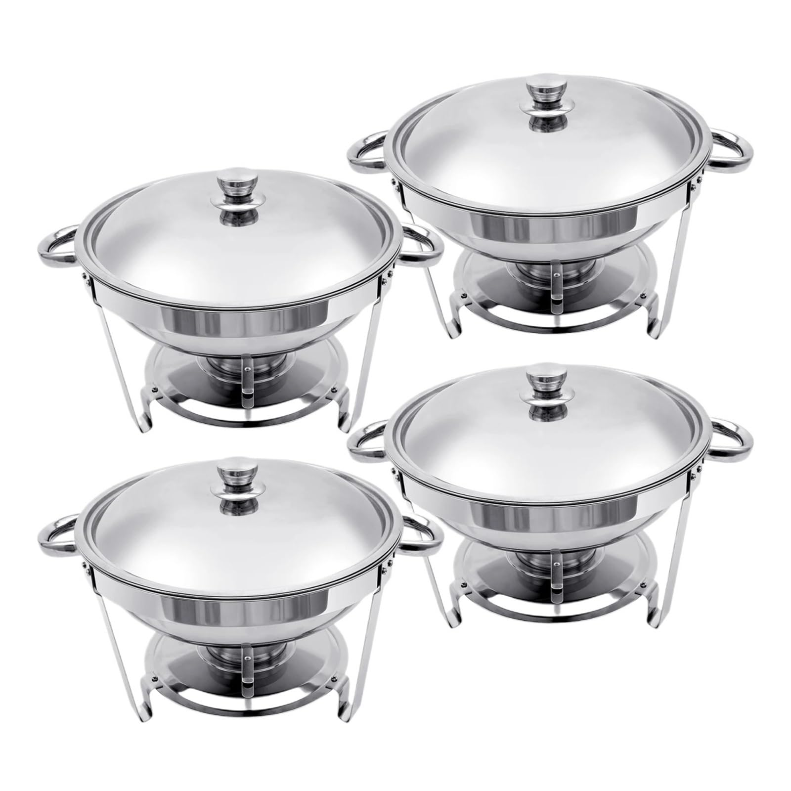 Juego De Calentador Alimentos Redondo Acero Inoxidable, Capacidad 5 litros, For Buffets, Barbacoas, Fiestas, Banquetes, Eventos Y Bodas RetencióN del Calor De Larga DuracióN(4 PCS)