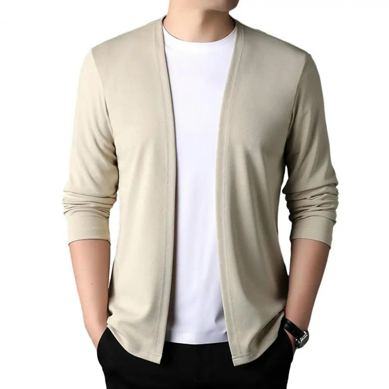 Maglione Uomo Significa Classica Maglione Slim Fit Cappotto Maglione Elegante Cardigan Maschile per Maschio di Primavera Autunno Casual Maschio-albicocca-2xl