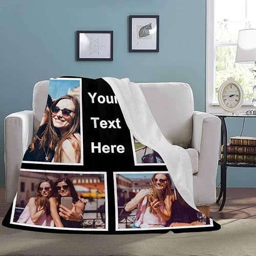 Miniatura 3 de InterestPrint Manta personalizada conmemorativa personalizada con collage de fotos, 6 fotos, añade tu texto, manta de fotos personalizada para