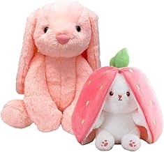 AUDBOT Soft Toy for Kids Peach Bunny - 35Cm, Strawberry Bunny with Smooth Chain Zipper - 30Cm | Cute & Cuddly Plush Animal Combo Pack Toys for Girl & Boys | Best Gift for Girlfriend